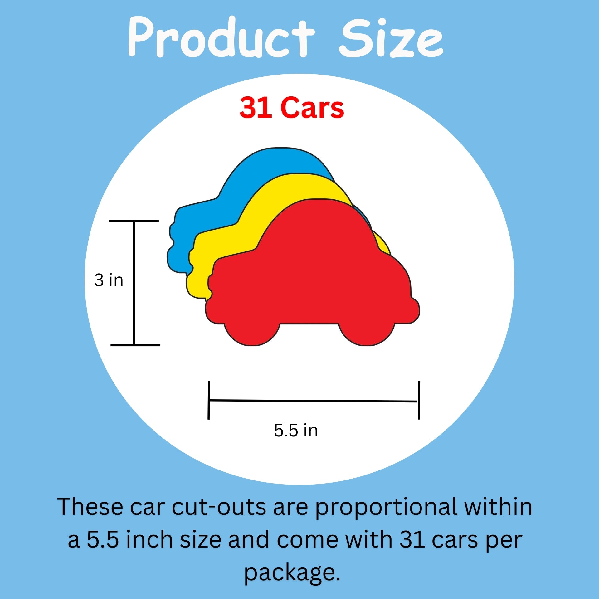 SHAPES ETC. Car Tri-Color Creative Cut-Outs- 5.5"