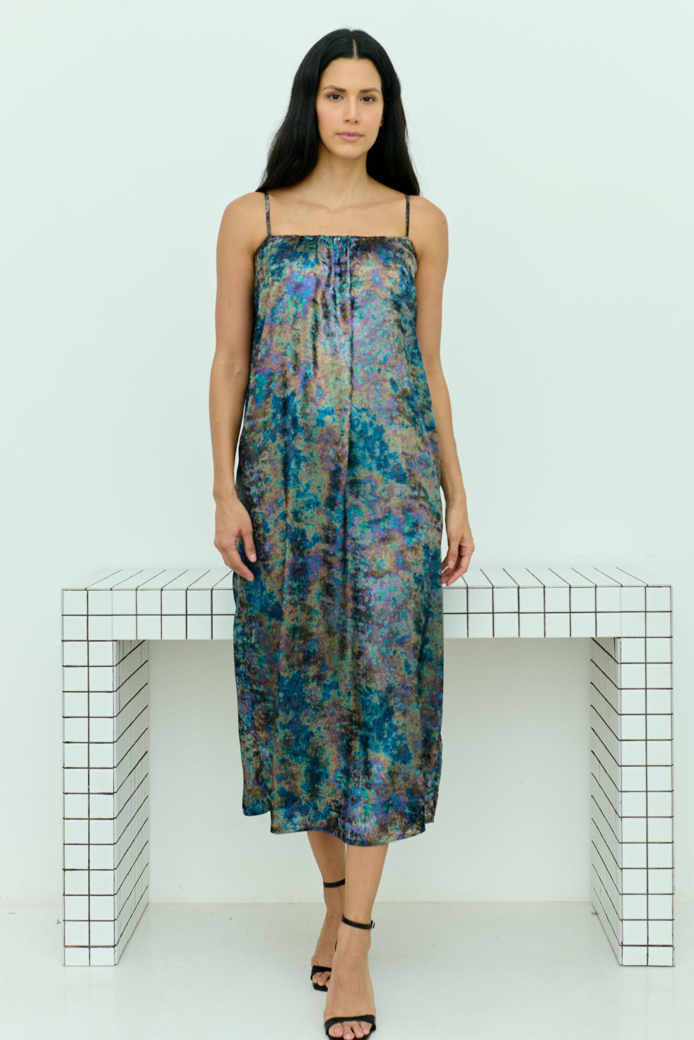 Shadow Of Sequin Shimmer Spaghetti Strap Maxi Dress - Rainbow Black Party Dress