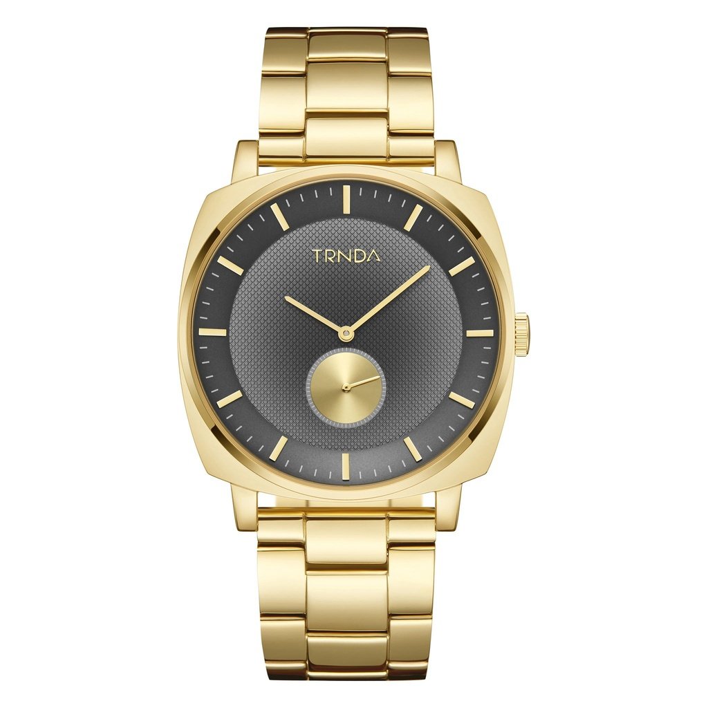 Trnda Men's Gold Stainless Steel Watch, Grey Dial | Trnda-45mm