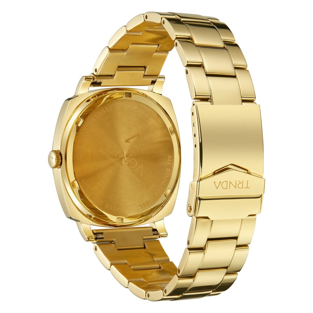 Trnda Men's Gold Stainless Steel Watch, Grey Dial | Trnda-45mm