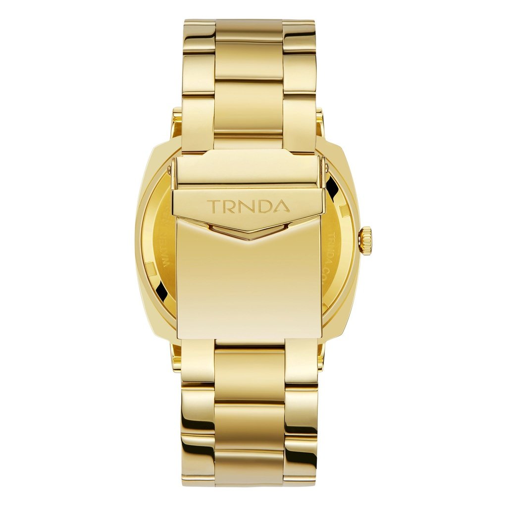 Trnda Men's Gold Stainless Steel Watch, Grey Dial | Trnda-45mm