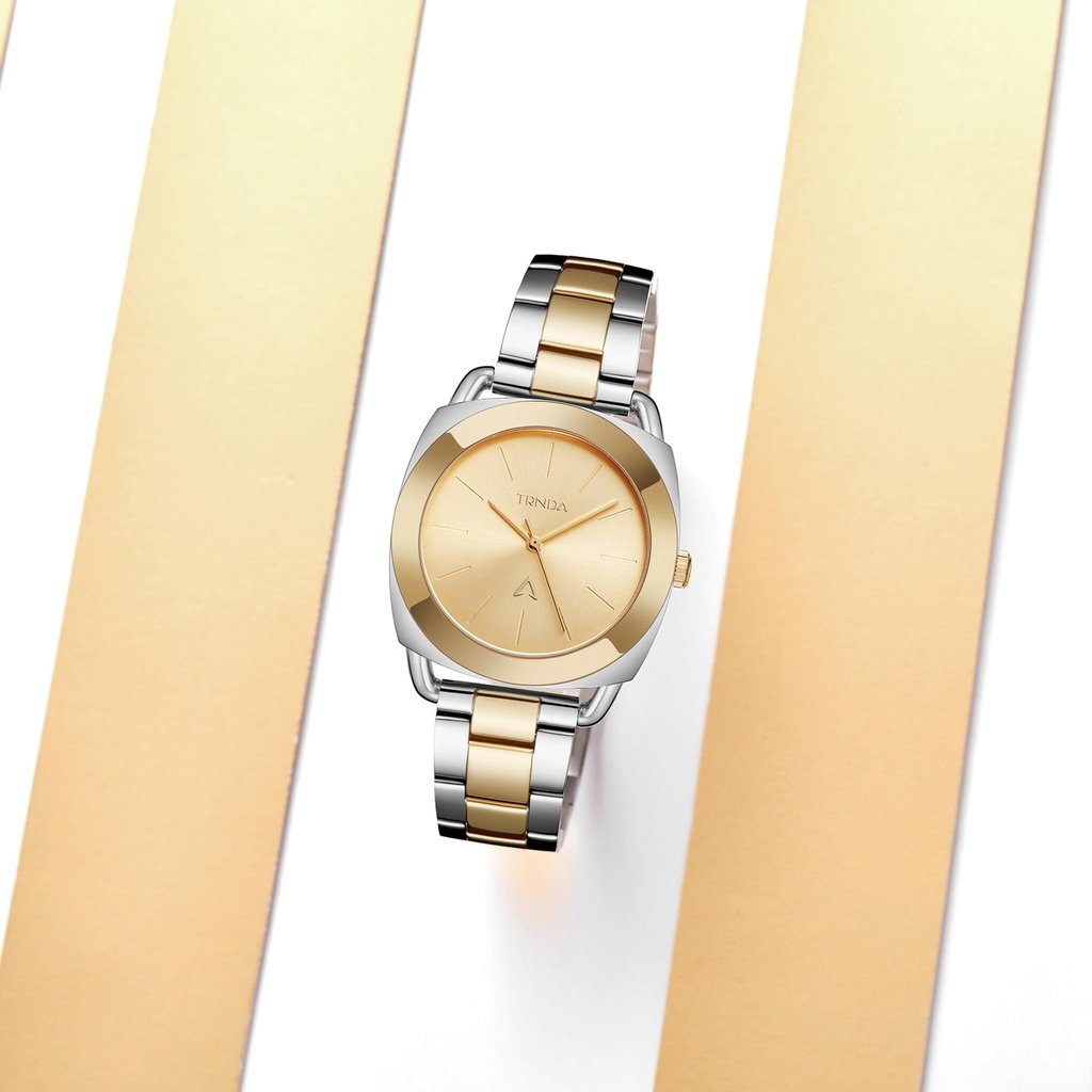 Trnda Women's Stainless Steel Watch, Silver-Gold Band | Trn-35.8