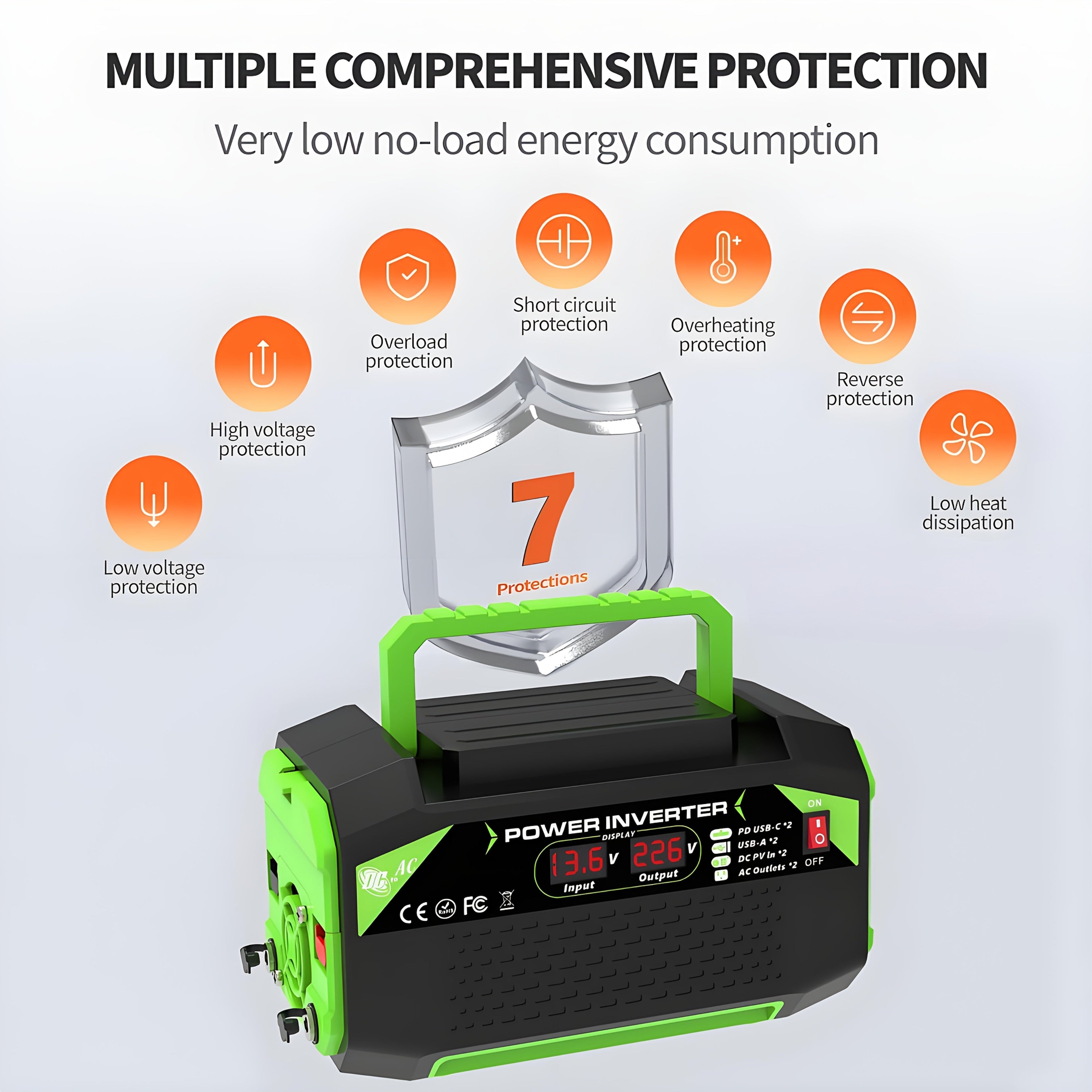 Car Power Inverter DC 12V to AC 220V