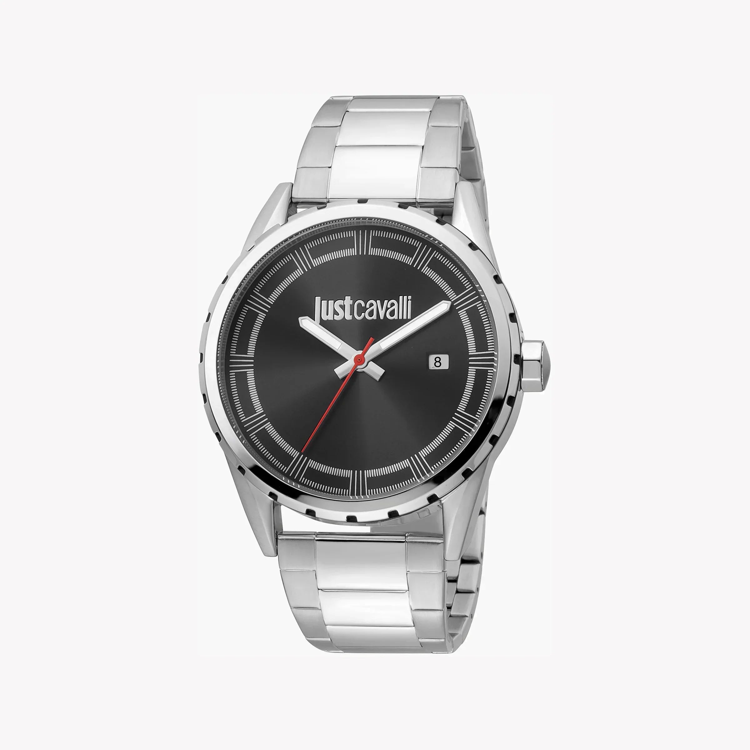 Just Cavalli Men's Silver Watch, Black Dial | Jc1g082m0545