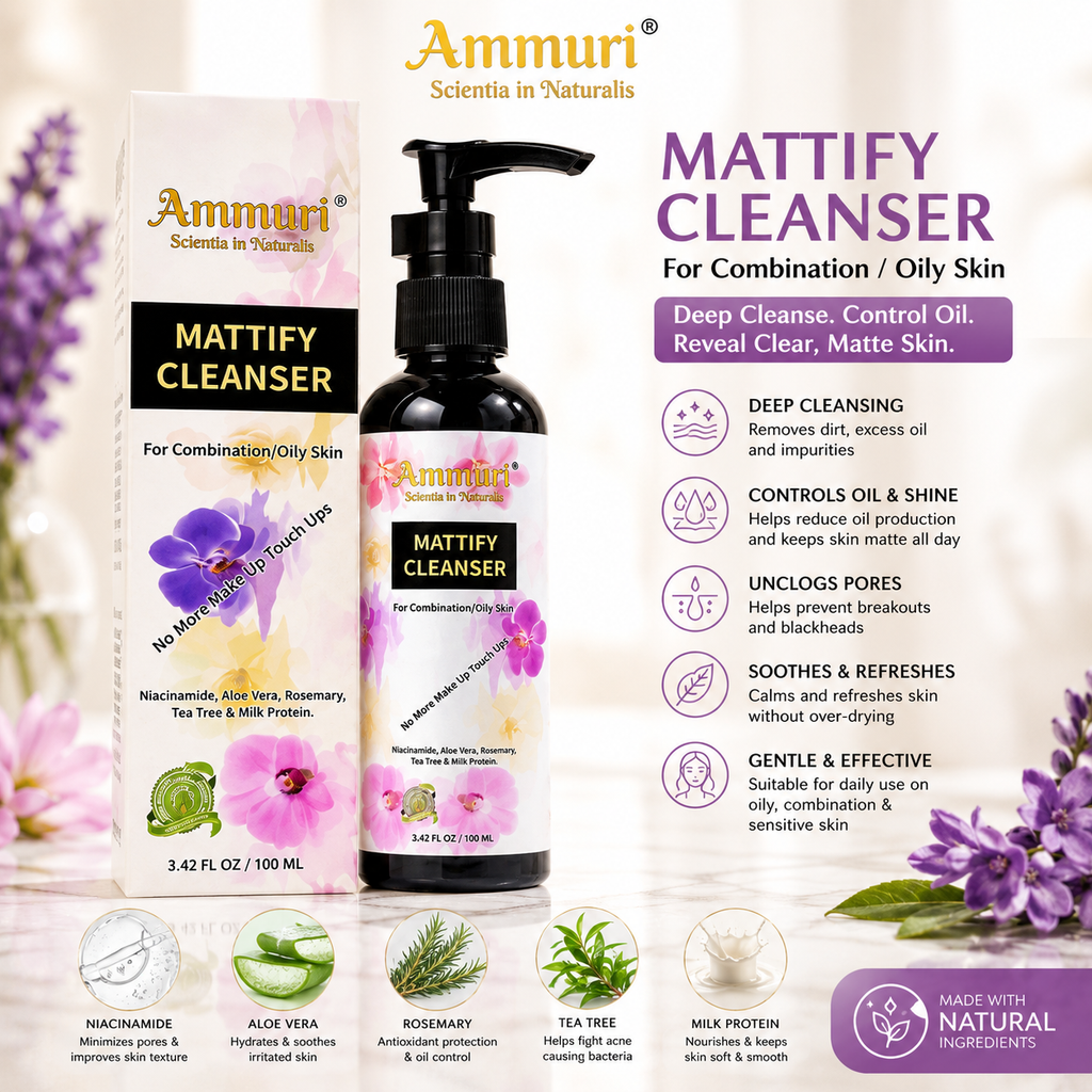 Mattifying Facial Cleanser for Oily Skin & Pore Control (100ml) | Ammuri